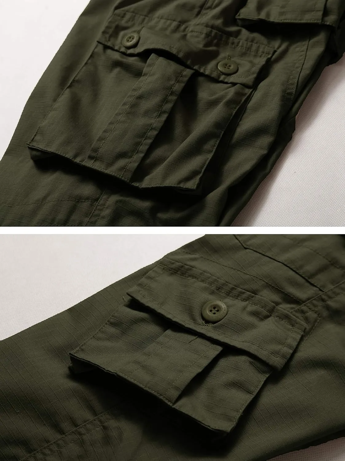 AKARMY Men's Ripstop Wild Cargo Pants, Relaxed Fit Hiking Pants, Army Camo Combat Casual Work Pants with 8 Pockets(No Belt)