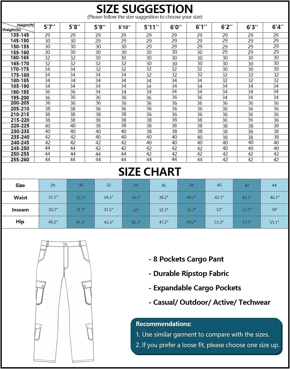 AKARMY Men's Ripstop Wild Cargo Pants, Relaxed Fit Hiking Pants, Army Camo Combat Casual Work Pants with 8 Pockets(No Belt)