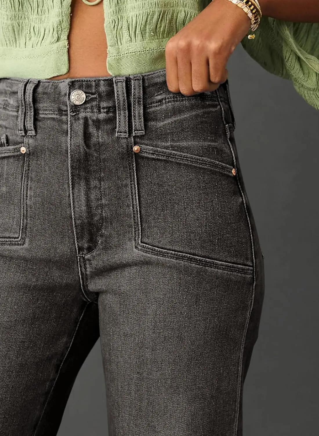 Astylish Womens Wide Leg Jeans High Waisted Stretchy Buttoned Denim Pants Trendy 2025 with Pocket