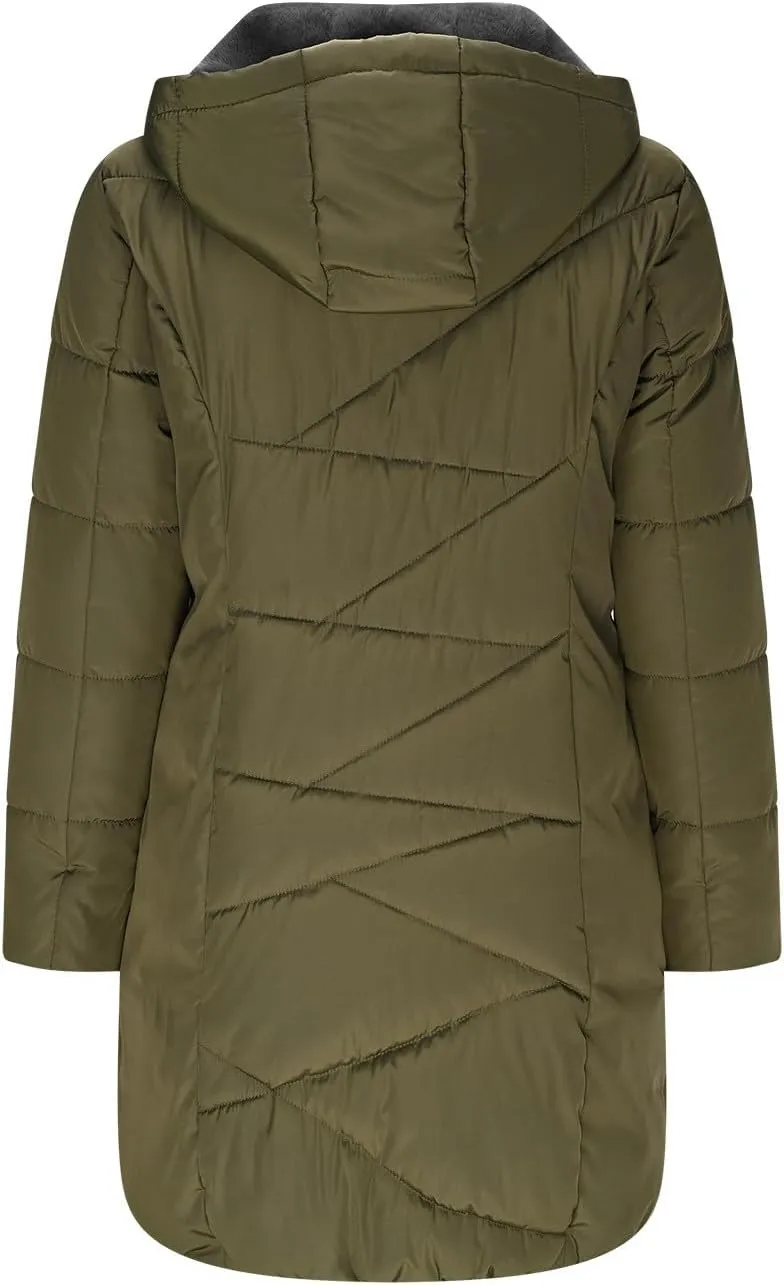 Borniu Women's Hooded Warm Winter Coat Quilted Thicken Puffer Jacket Fleece Lined Down Jacket Outerwear with Pockets
