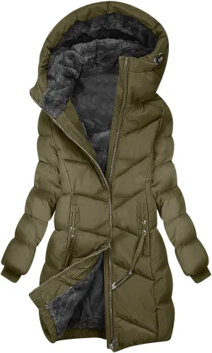Borniu Women's Hooded Warm Winter Coat Quilted Thicken Puffer Jacket Fleece Lined Down Jacket Outerwear with Pockets