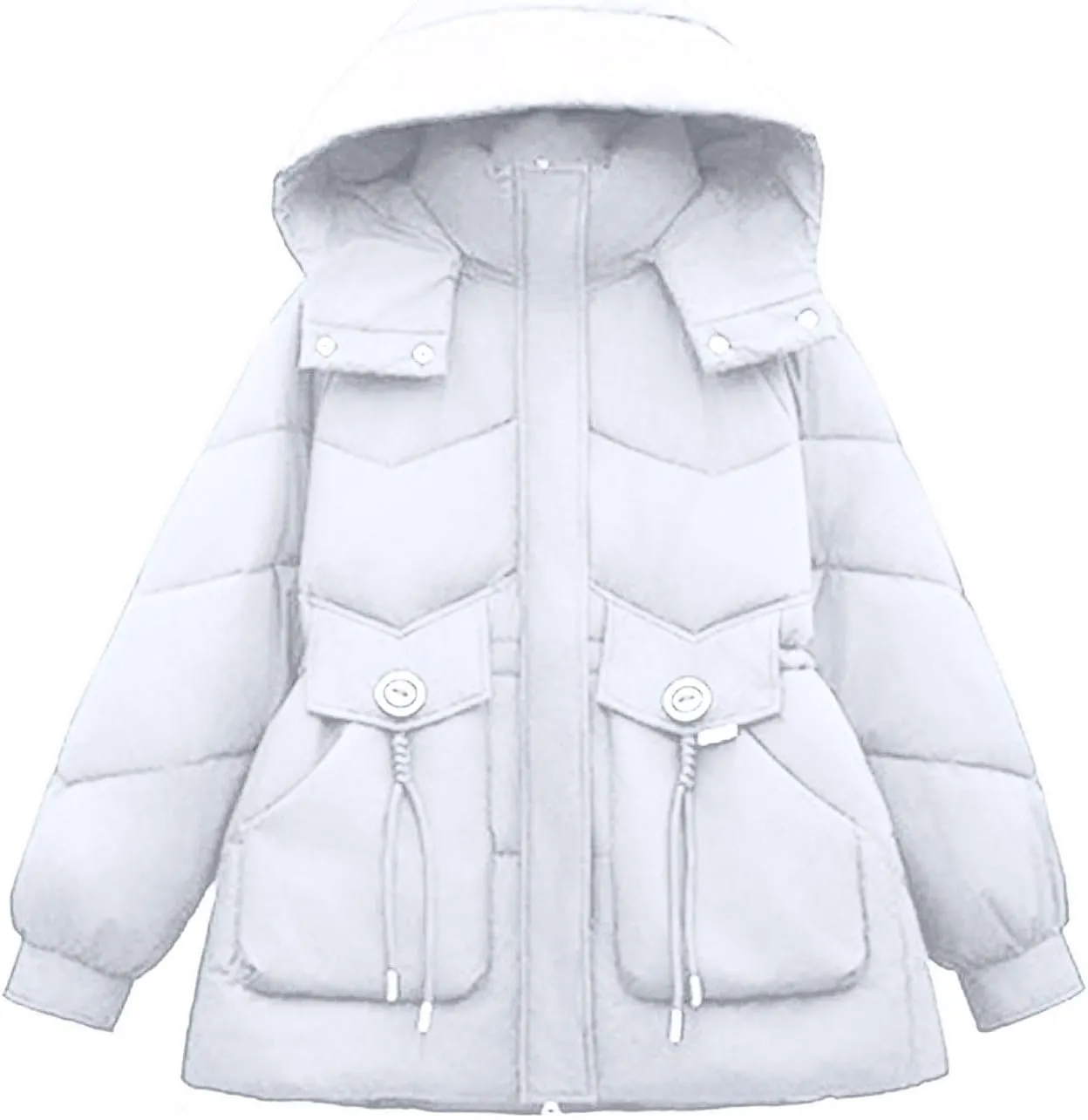 Borniu Women's Warm Thickened Parka Coat Winter Puffer Jacket Hooded Mid-Length Down Puffer Coats with Pockets
