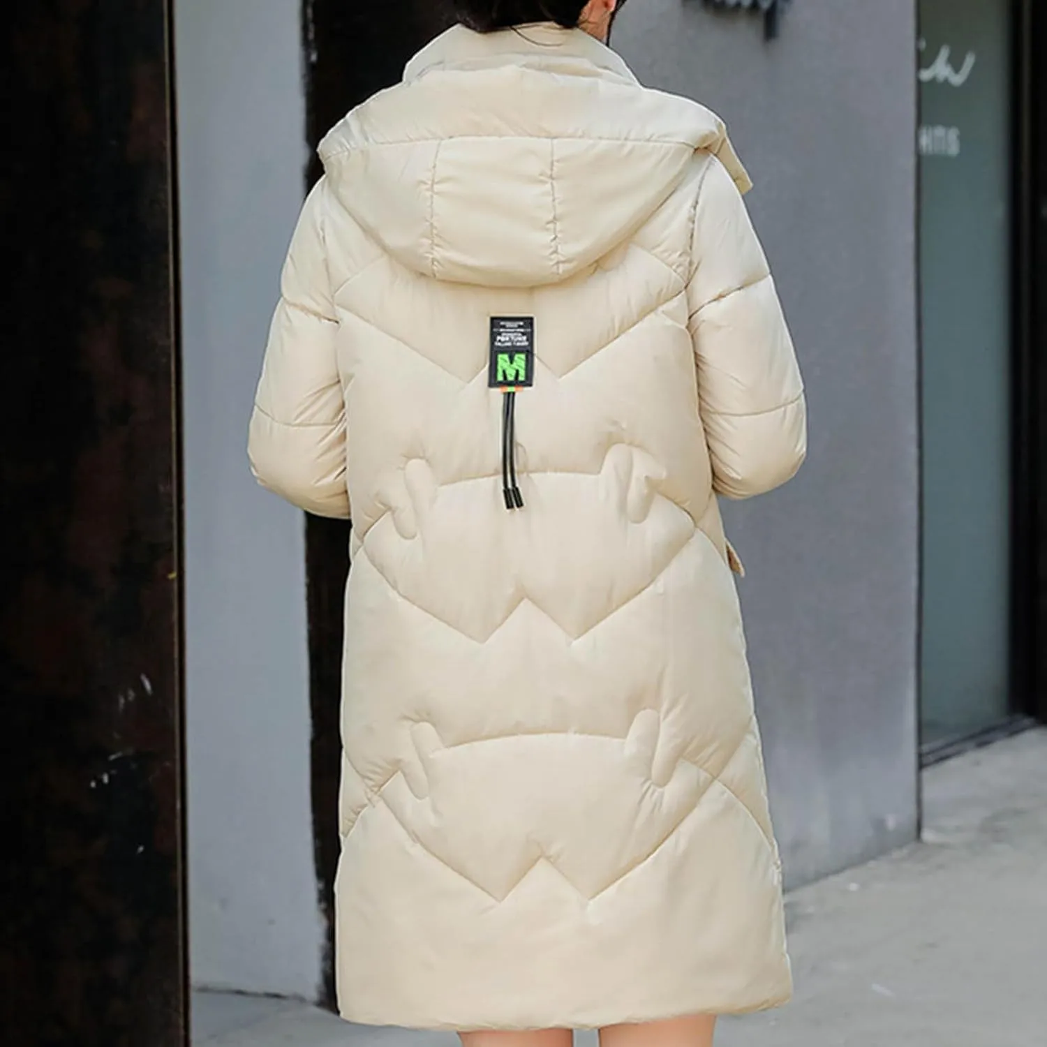 Borniu Women's Warm Thickened Parka Coat Winter Puffer Jacket Quilted Hooded Long Down Coat with Pockets