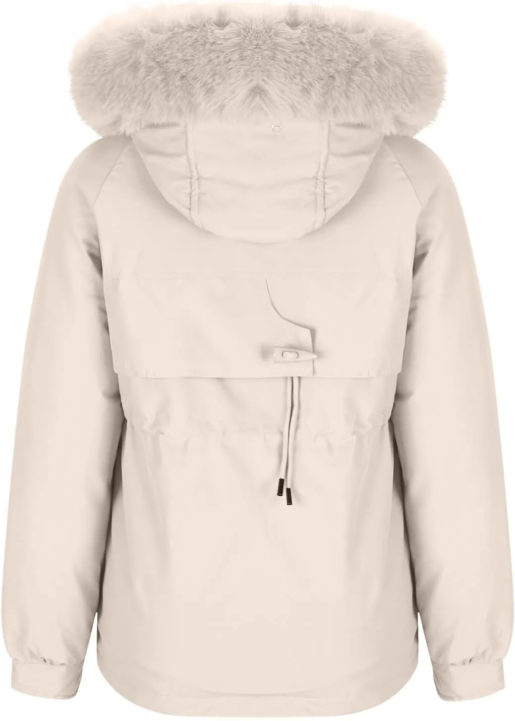 Borniu Women's Winter Puffer Coat Thicken Fleece Lined Down Jacket Faux Fur Detachable Hooded Parka Jacket Outerwear