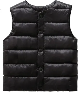 Boys Girls' Light Weight Crewneck Down Compact Vest,Kids Down Puffer Sleeveless Jacket Waistcoat