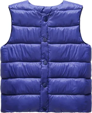 Boys Girls' Light Weight Crewneck Down Compact Vest,Kids Down Puffer Sleeveless Jacket Waistcoat