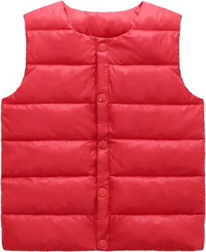 Boys Girls' Light Weight Crewneck Down Compact Vest,Kids Down Puffer Sleeveless Jacket Waistcoat