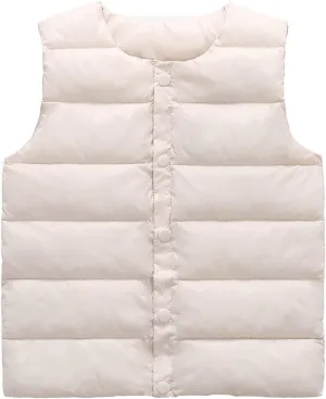 Boys Girls' Light Weight Crewneck Down Compact Vest,Kids Down Puffer Sleeveless Jacket Waistcoat