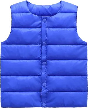 Boys Girls' Light Weight Crewneck Down Compact Vest,Kids Down Puffer Sleeveless Jacket Waistcoat