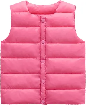 Boys Girls' Light Weight Crewneck Down Compact Vest,Kids Down Puffer Sleeveless Jacket Waistcoat
