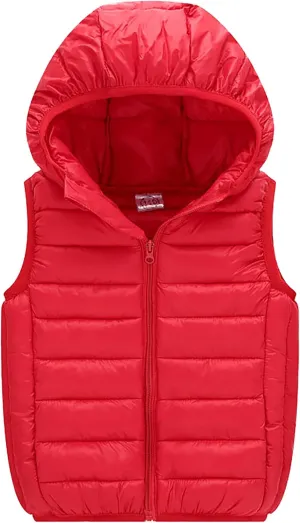 Boys Girls' Light Weight Hooded Down Vest,Kids Puffer Sleeveless Jacket Zipper Pocket