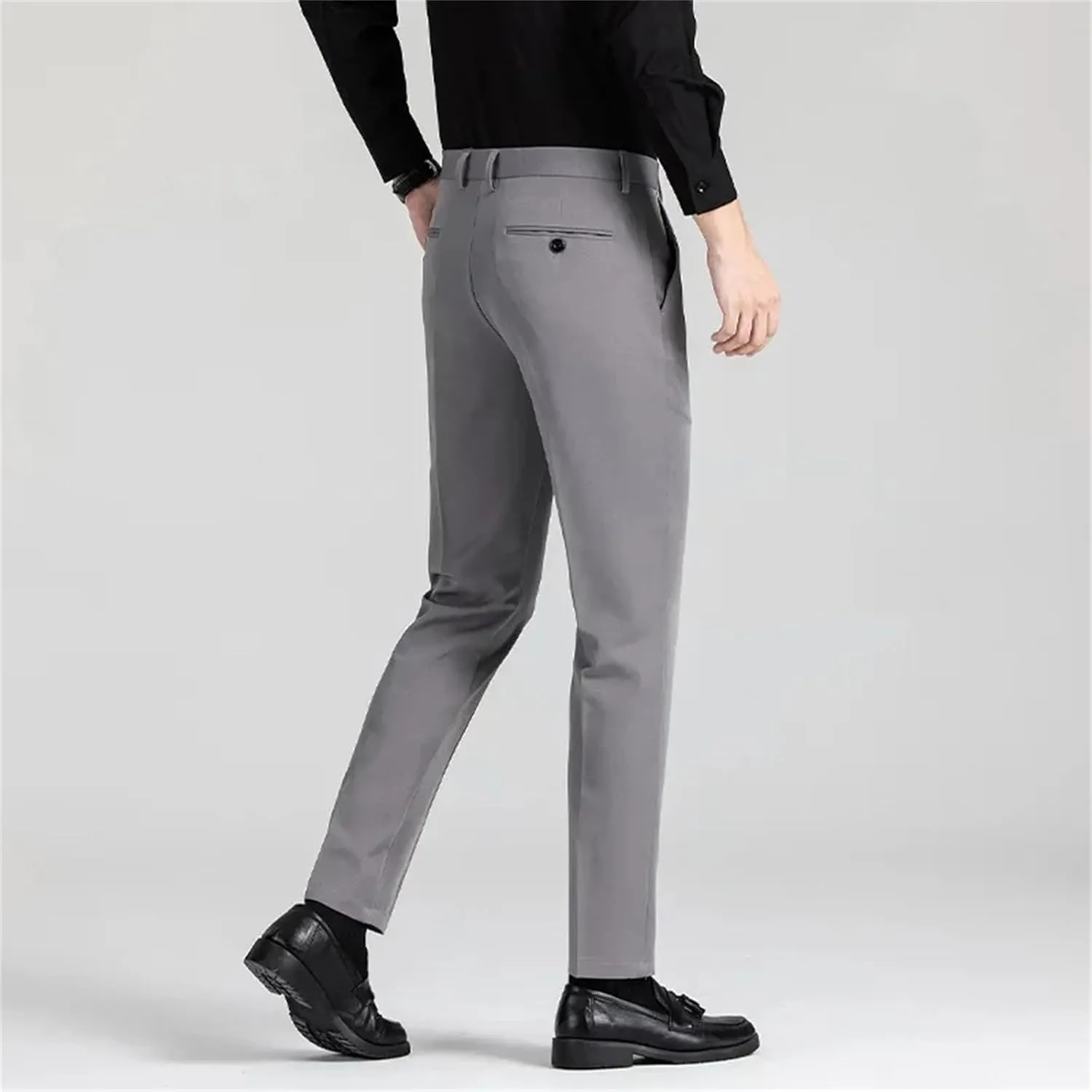 Business Formal Men Suit Pants Solid Color Royal Blue Brown Black Straight Casual Slim Trousers Dress Pants