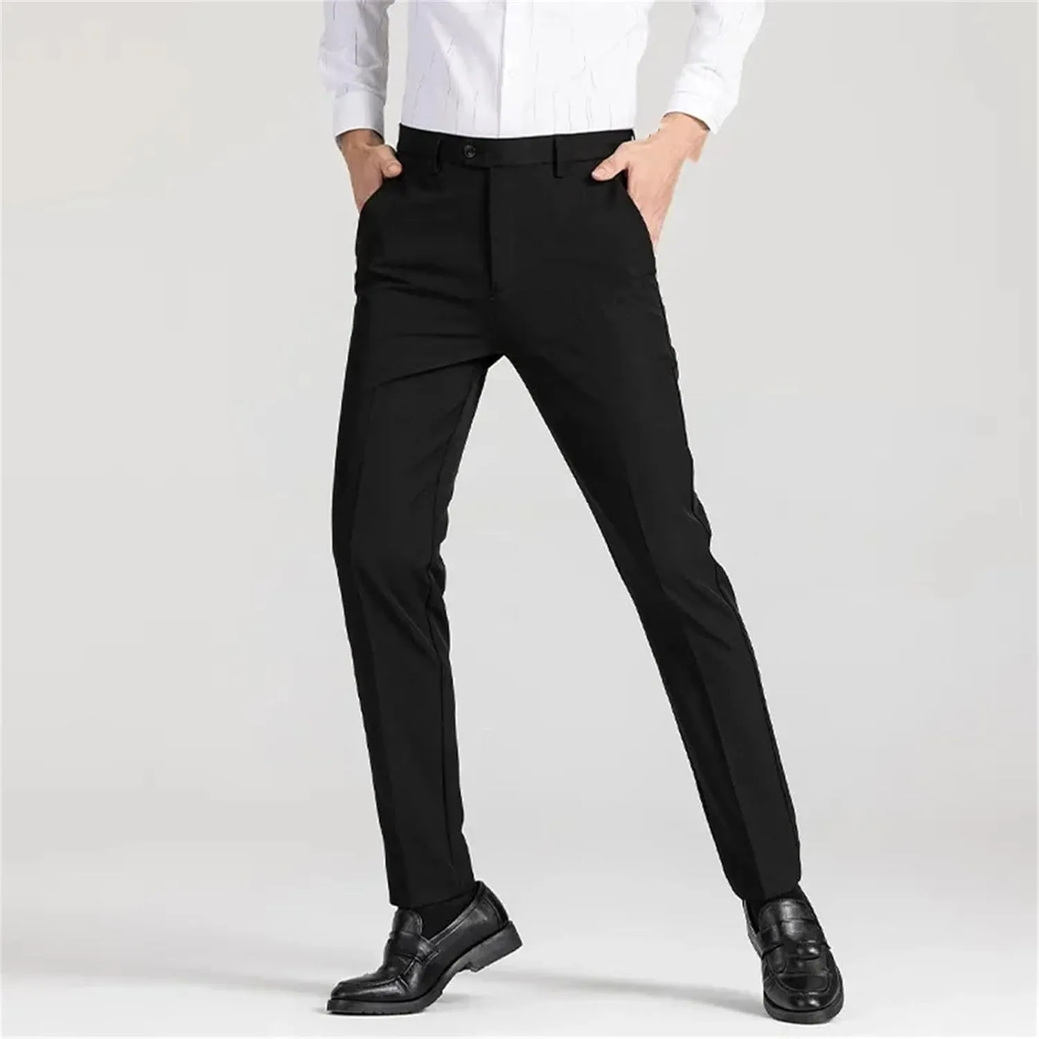 Business Formal Men Suit Pants Solid Color Royal Blue Brown Black Straight Casual Slim Trousers Dress Pants