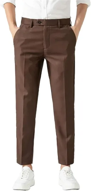 Business Formal Men Suit Pants Solid Color Royal Blue Brown Black Straight Casual Slim Trousers Dress Pants
