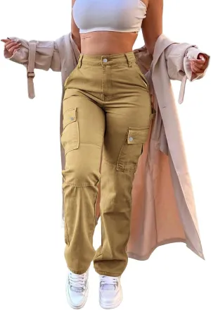Cargo Pants for Women High Waisted Casual Pants Work Pants Baggy Stretchy Straight Leg Pants