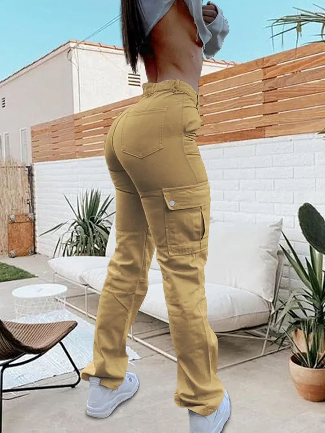 Cargo Pants for Women High Waisted Casual Pants Work Pants Baggy Stretchy Straight Leg Pants