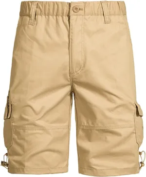 Cargo Shorts for Men Casual Elastic Waist Plus Size Outdoor Work Short Pants with Multiple Pockets Stretch Shorts