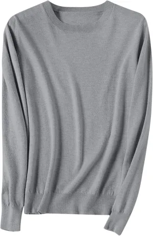 Cashmere Sweaters for Women 2024 Long Sleeve Crew Neck Soft Warm Cozy Pullover Wool Knit Jumpers Sweater