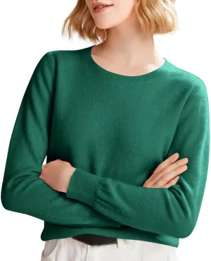 Cashmere Sweaters for Women, Crew Neck Long Sleeve Soft Warm Trendy Pullover Tops Lightweight Wool Cozy Knit Sweater