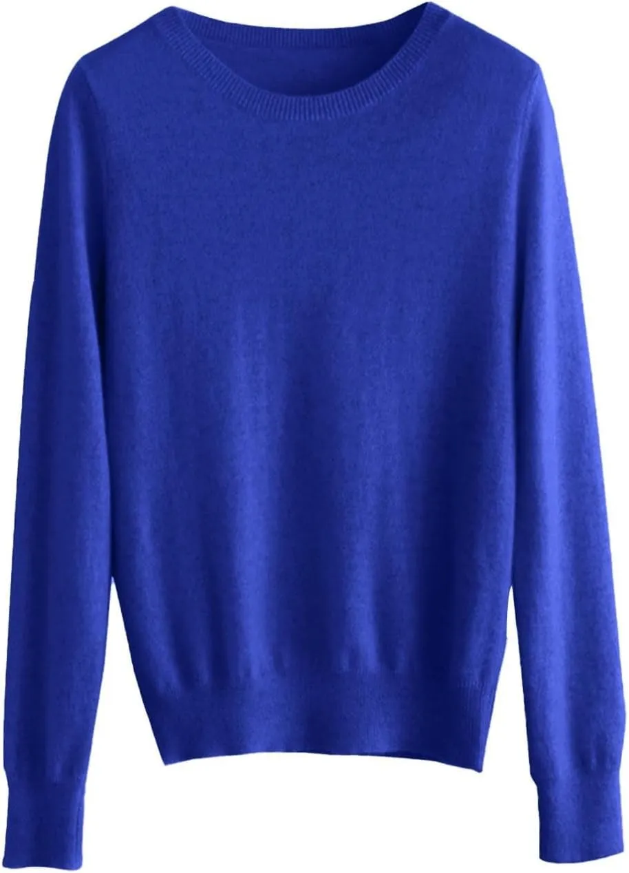 Cashmere Sweaters for Women, Crew Neck Long Sleeve Soft Warm Trendy Pullover Tops Lightweight Wool Cozy Knit Sweater