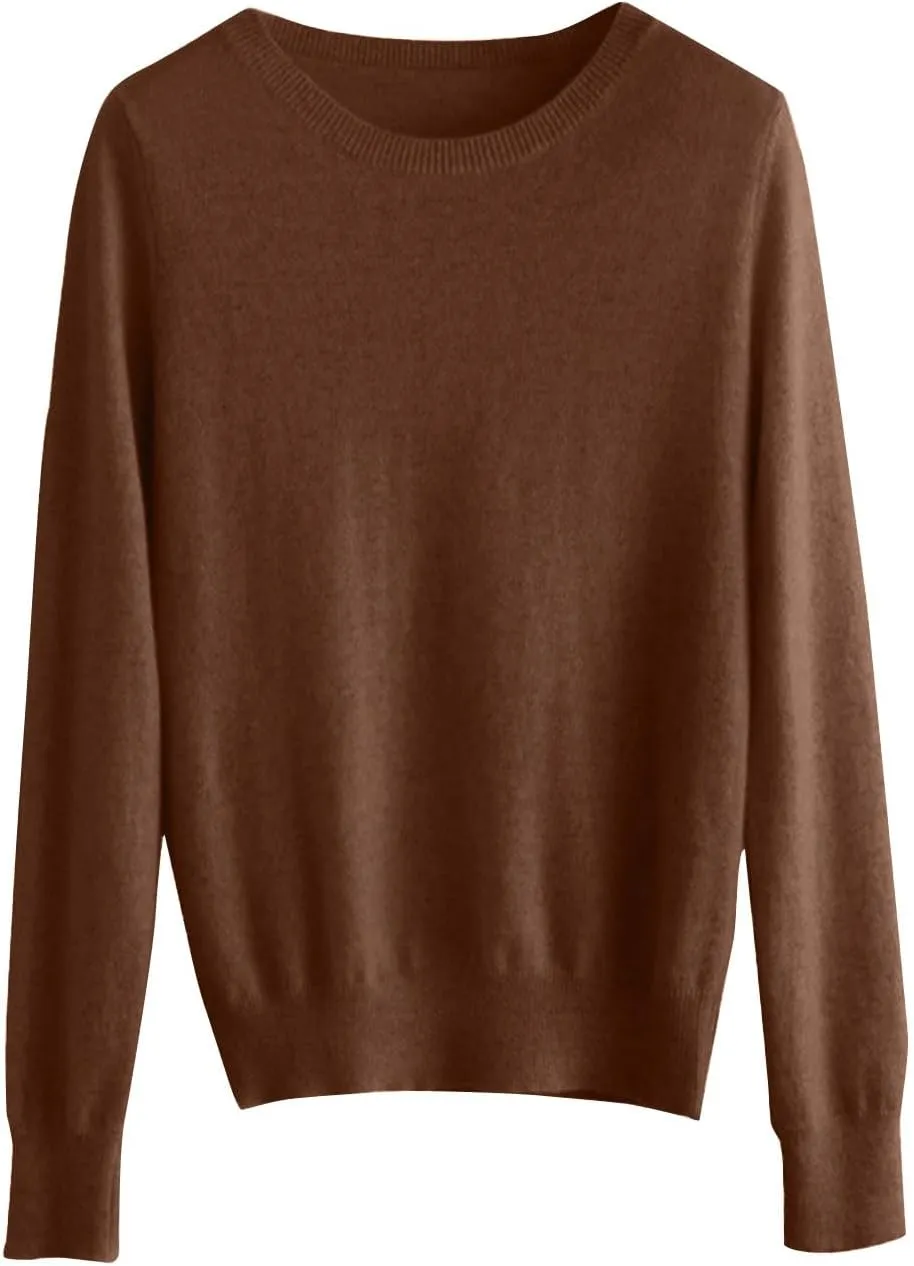Cashmere Sweaters for Women Long Sleeve Loose Pullover Crew Neck Sweaters Tops Solid Lightweight Wool Knit Sweaters