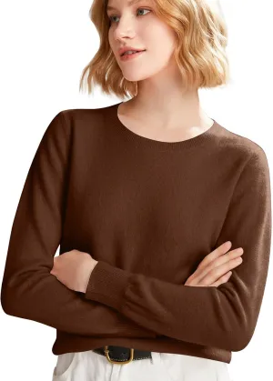 Cashmere Sweaters for Women Long Sleeve Loose Pullover Crew Neck Sweaters Tops Solid Lightweight Wool Knit Sweaters