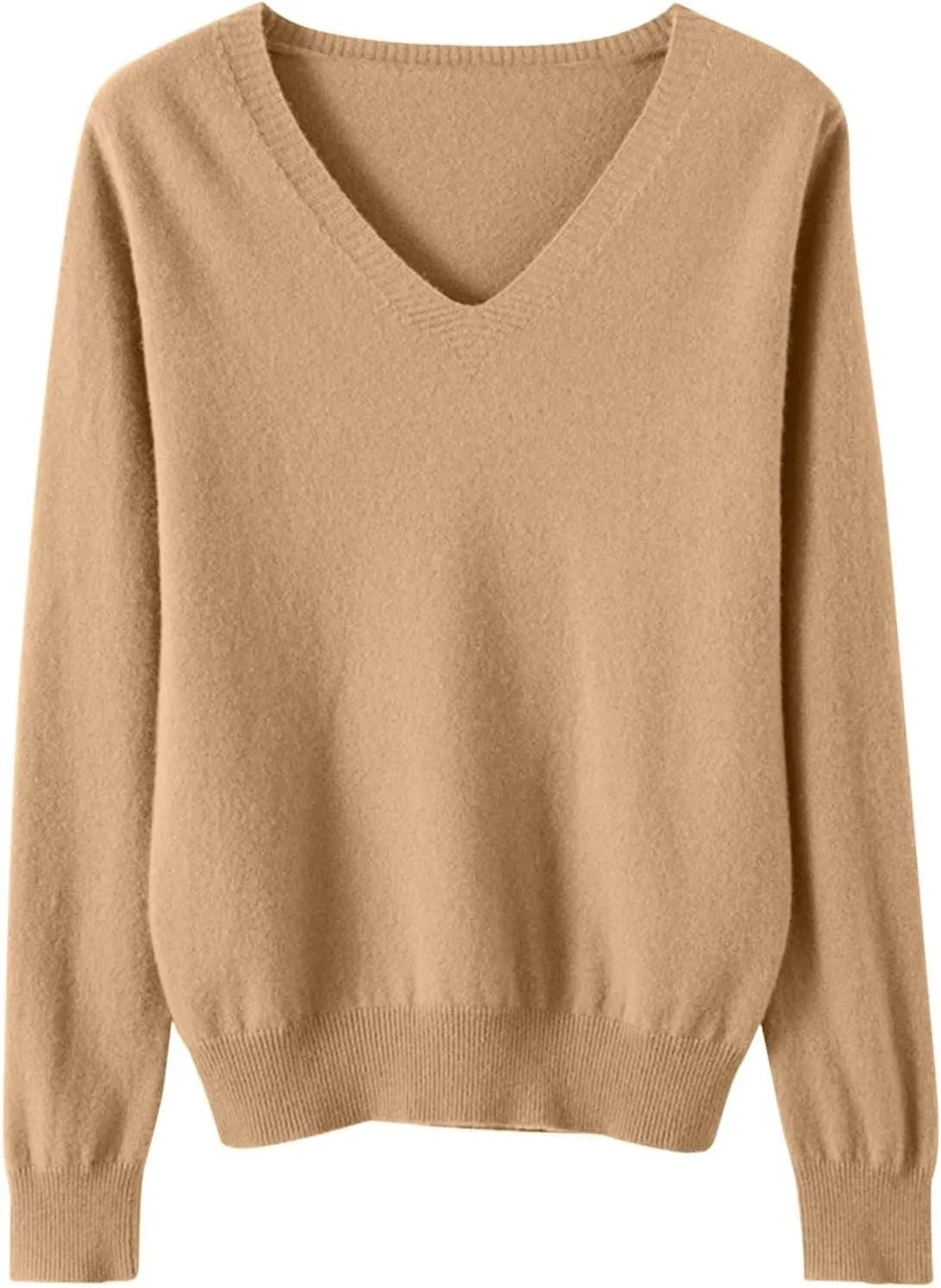 Cashmere Sweaters for Women V Neck Lightweight Knit Long Sleeve Shirts Soft Warm Pullover Tops Fuzzy Wool Sweaters