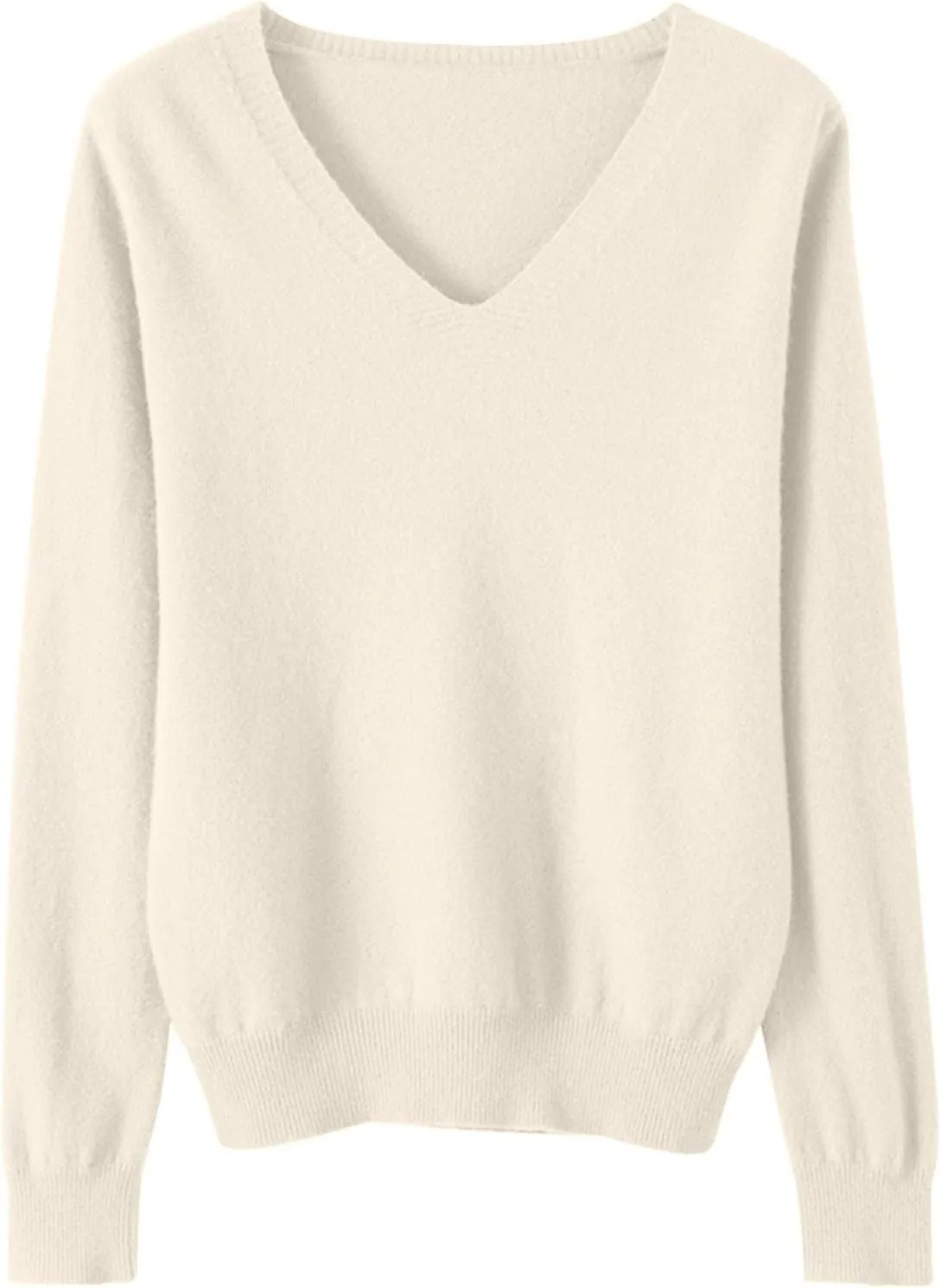 Cashmere Sweaters for Women V Neck Lightweight Knit Long Sleeve Shirts Soft Warm Pullover Tops Fuzzy Wool Sweaters