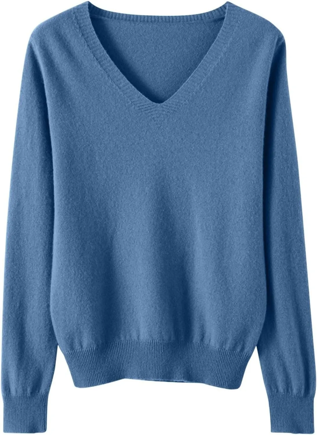 Cashmere Sweaters for Women V Neck Lightweight Knit Long Sleeve Shirts Soft Warm Pullover Tops Fuzzy Wool Sweaters