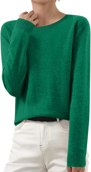 Cashmere Sweaters for Women Winter Long Sleeve Crewneck Pullover Sweater 2024 Fall Soft Basic Wool Knit Sweater