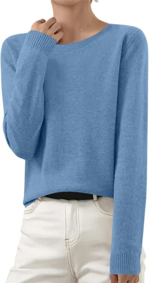 Cashmere Sweaters for Women Winter Long Sleeve Crewneck Pullover Sweater 2024 Fall Soft Basic Wool Knit Sweater