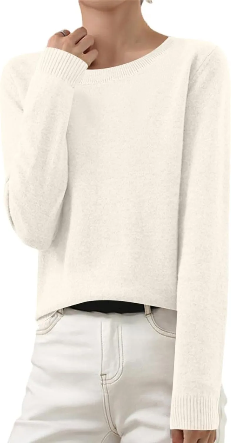Cashmere Sweaters for Women Winter Long Sleeve Crewneck Pullover Sweater 2024 Fall Soft Basic Wool Knit Sweater