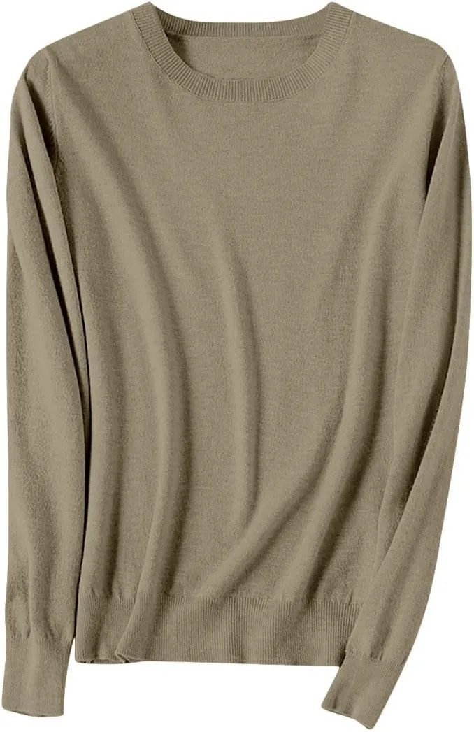 Cashmere Sweaters for Women Winter Long Sleeve Crewneck Pullover Sweater 2024 Fall Soft Basic Wool Knit Sweater