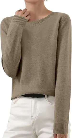 Cashmere Sweaters for Women Winter Long Sleeve Crewneck Pullover Sweater 2024 Fall Soft Basic Wool Knit Sweater