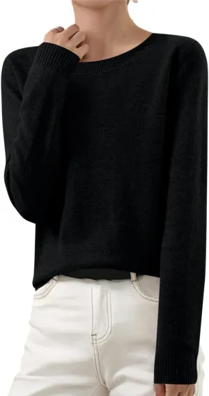 Cashmere Sweaters for Women Winter Long Sleeve Crewneck Pullover Sweater 2024 Fall Soft Basic Wool Knit Sweater