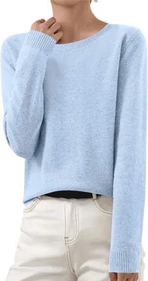 Cashmere Sweaters for Women Winter Long Sleeve Crewneck Pullover Sweater 2024 Fall Soft Basic Wool Knit Sweater