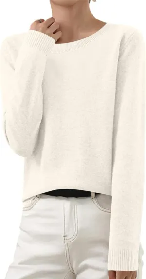 Cashmere Sweaters for Women Winter Long Sleeve Crewneck Pullover Sweater 2024 Fall Soft Basic Wool Knit Sweater