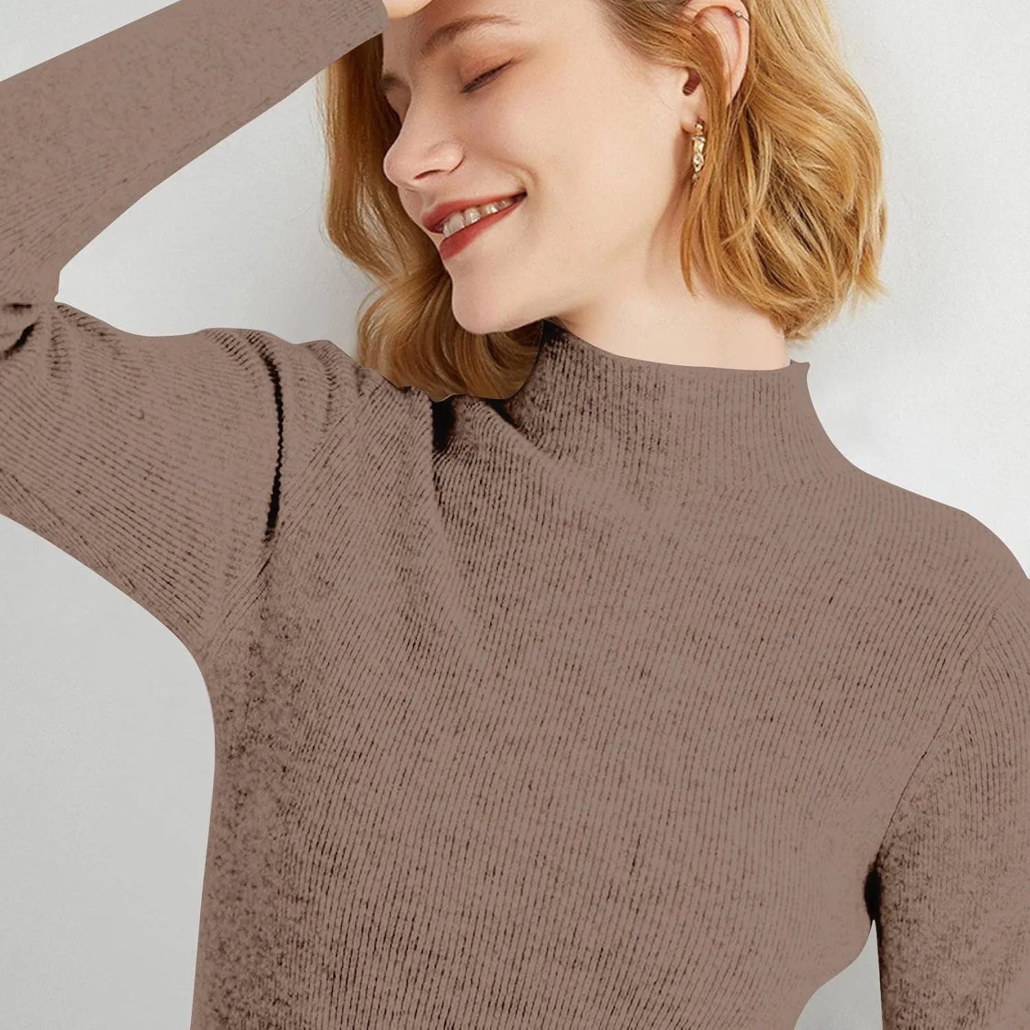Cashmere Sweaters for Women,Soft Comfy Half Turtleneck Knitted Long Sleeve Sweater Pullover