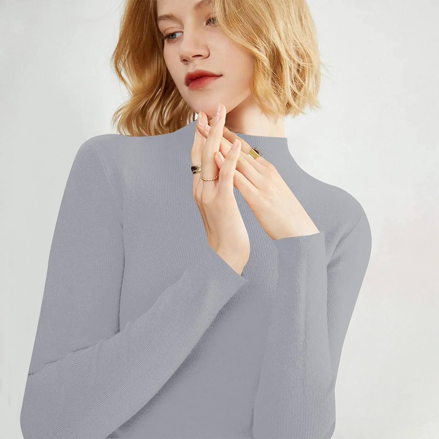Cashmere Sweaters for Women,Soft Comfy Half Turtleneck Knitted Long Sleeve Sweater Pullover