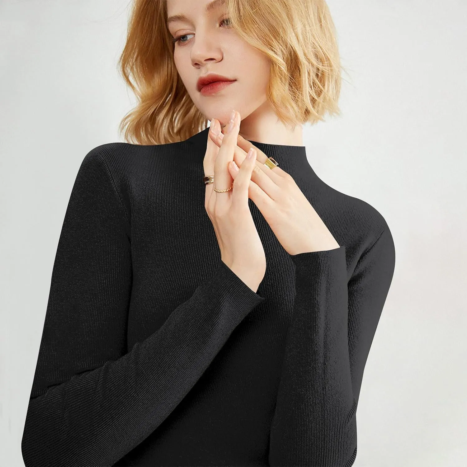 Cashmere Sweaters for Women,Soft Comfy Half Turtleneck Knitted Long Sleeve Sweater Pullover