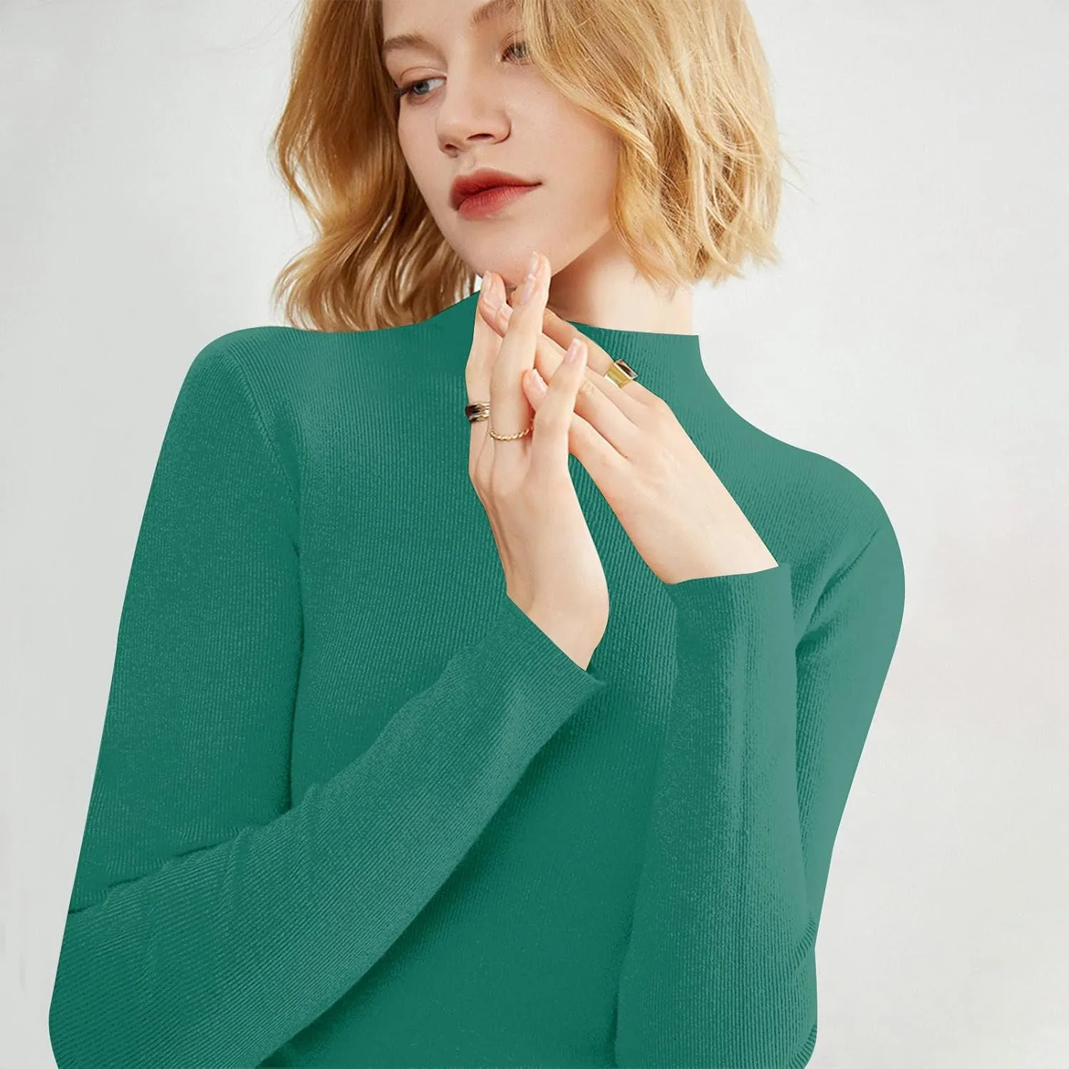 Cashmere Sweaters for Women,Soft Comfy Half Turtleneck Knitted Long Sleeve Sweater Pullover