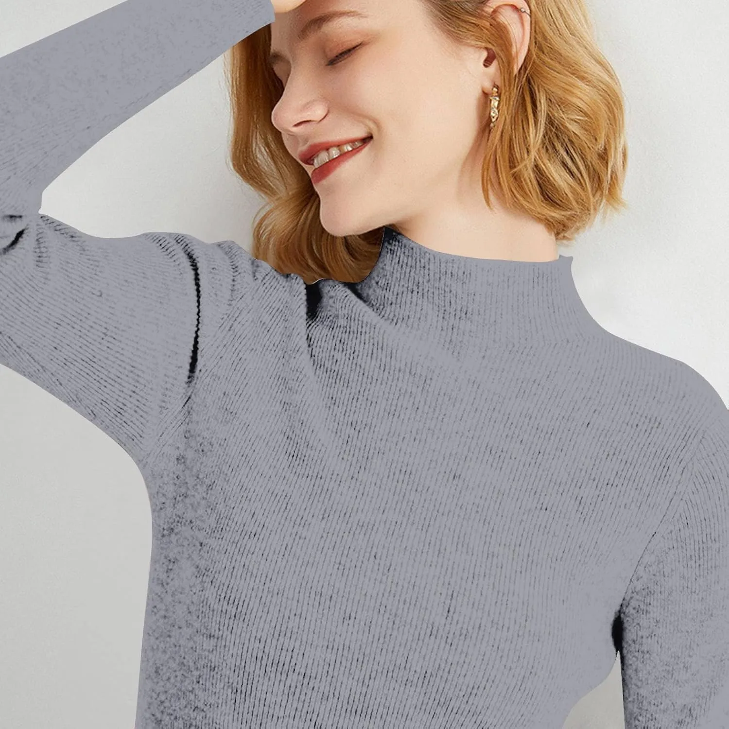 Cashmere Sweaters for Women,Soft Comfy Half Turtleneck Knitted Long Sleeve Sweater Pullover
