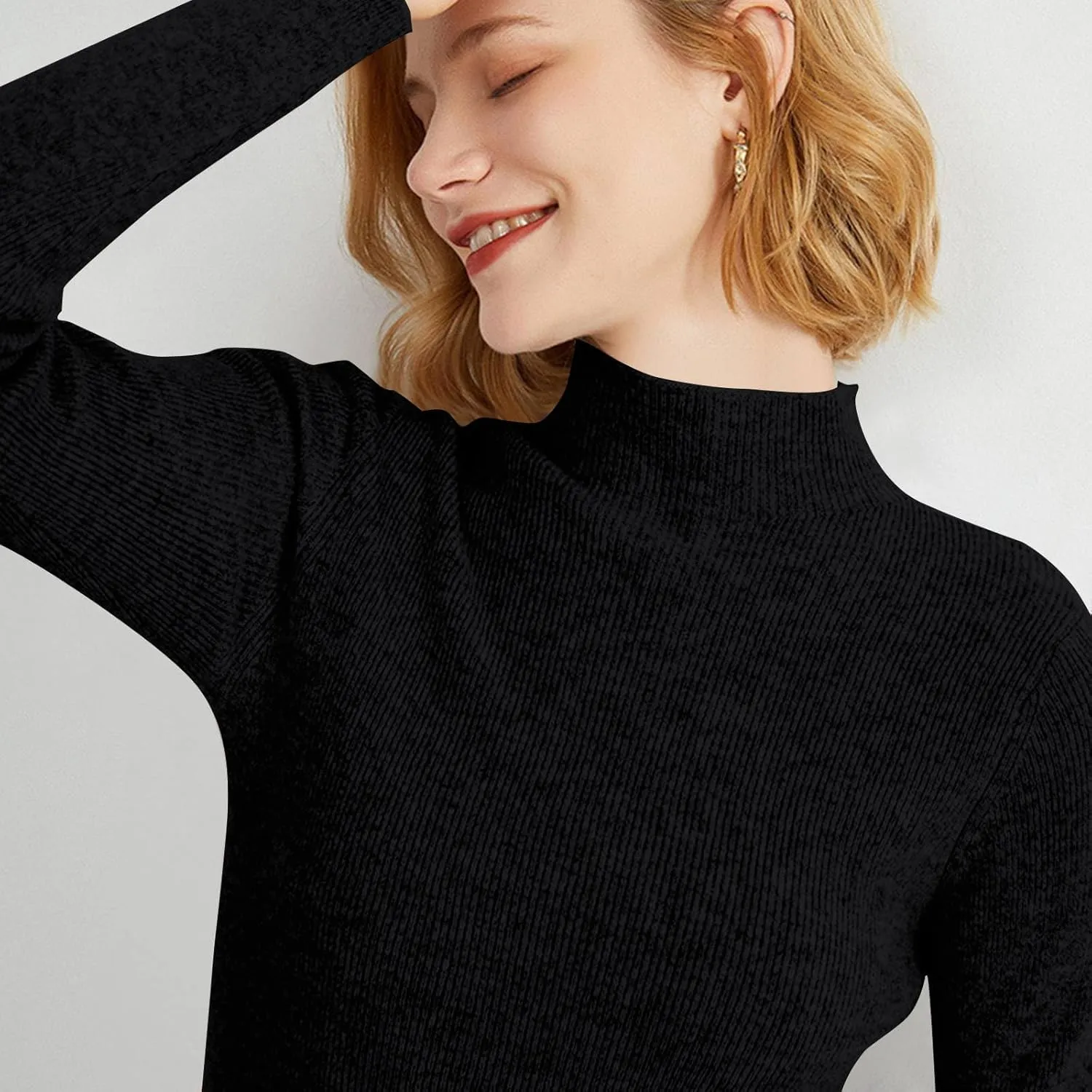 Cashmere Sweaters for Women,Soft Comfy Half Turtleneck Knitted Long Sleeve Sweater Pullover