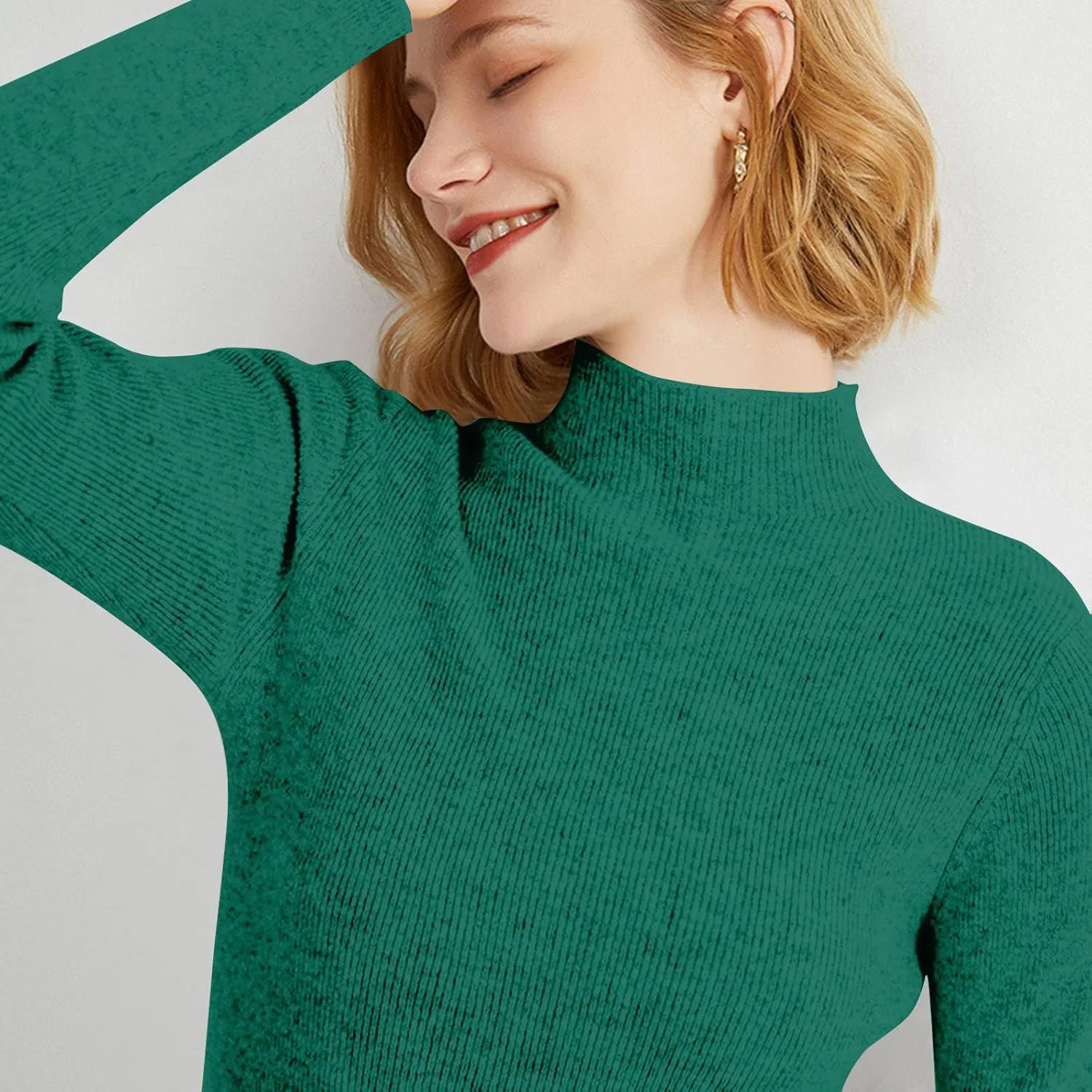 Cashmere Sweaters for Women,Soft Comfy Half Turtleneck Knitted Long Sleeve Sweater Pullover