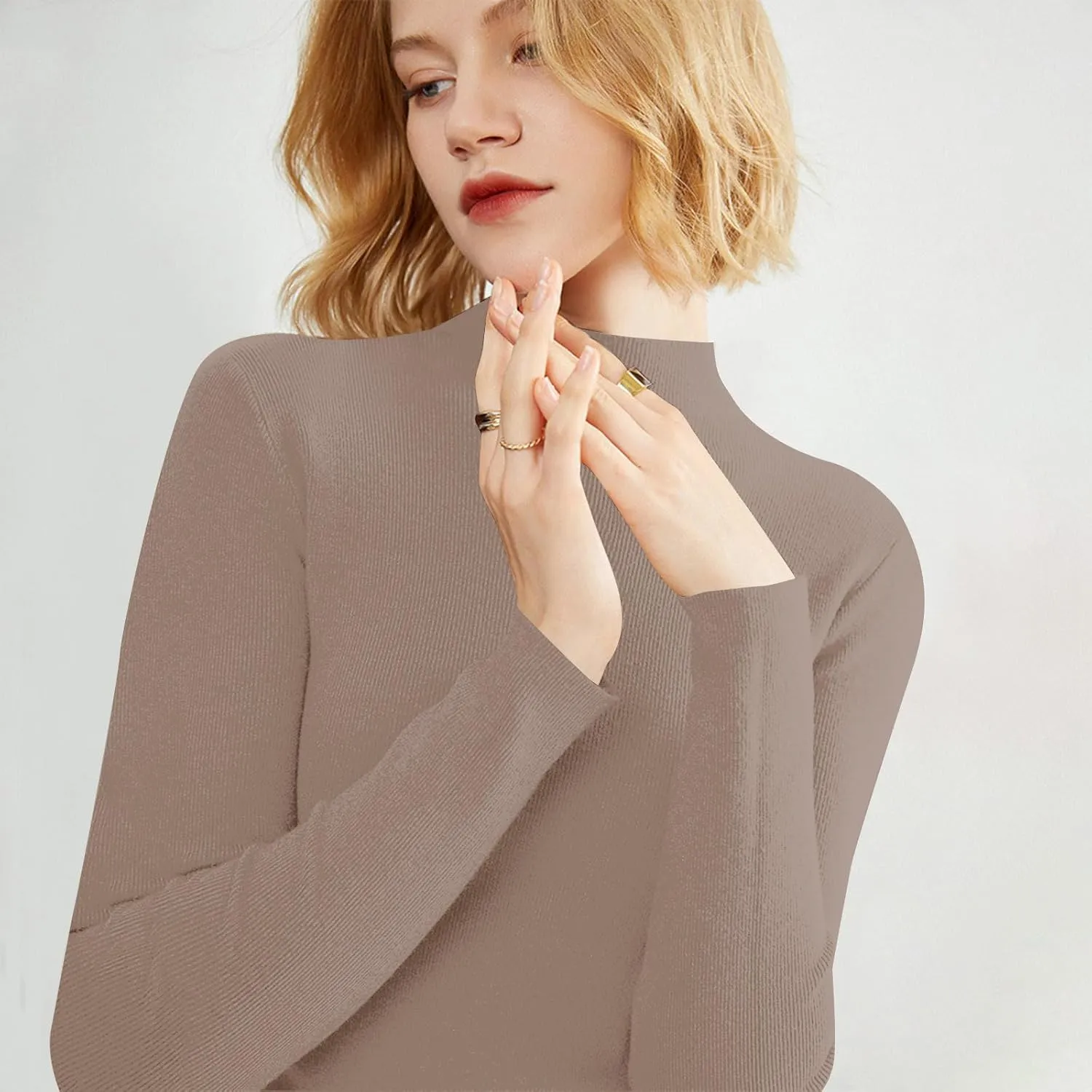 Cashmere Sweaters for Women,Soft Comfy Half Turtleneck Knitted Long Sleeve Sweater Pullover