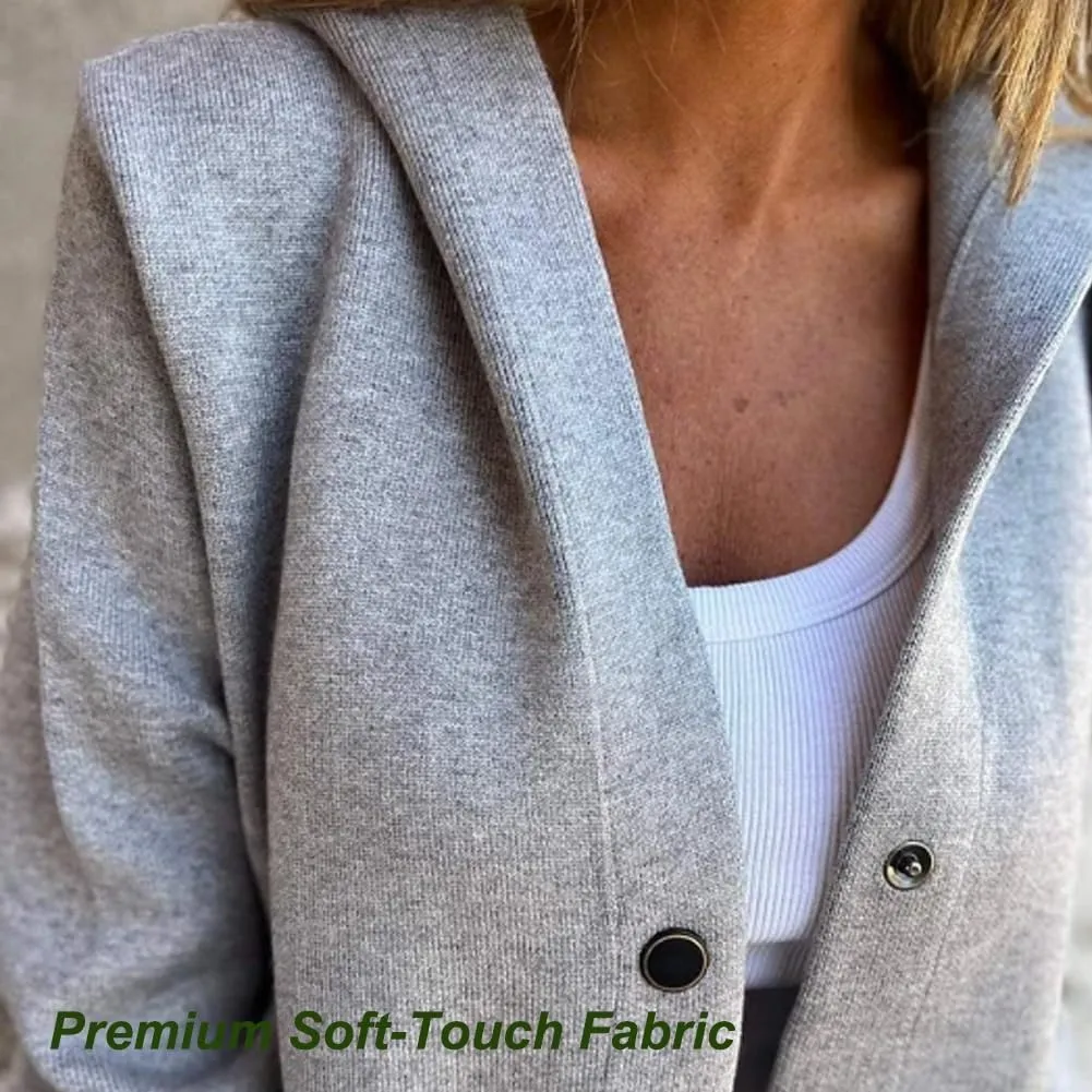 Cedar and Ash Single Breasted Hooded Jacket, Women Jackets Casual Long Sleeve Solid Color Trench Coat in the Fall and Spring