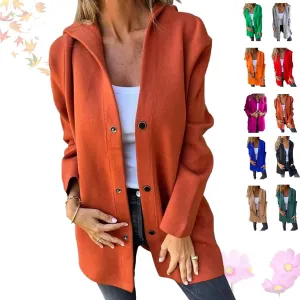 Cedar and Ash Single Breasted Hooded Jacket, Women Jackets Casual Long Sleeve Solid Color Trench Coat in the Fall and Spring