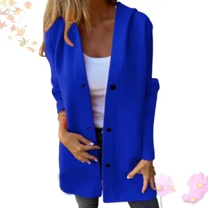 Cedar and Ash Single Breasted Hooded Jacket, Women Jackets Casual Long Sleeve Solid Color Trench Coat in the Fall and Spring