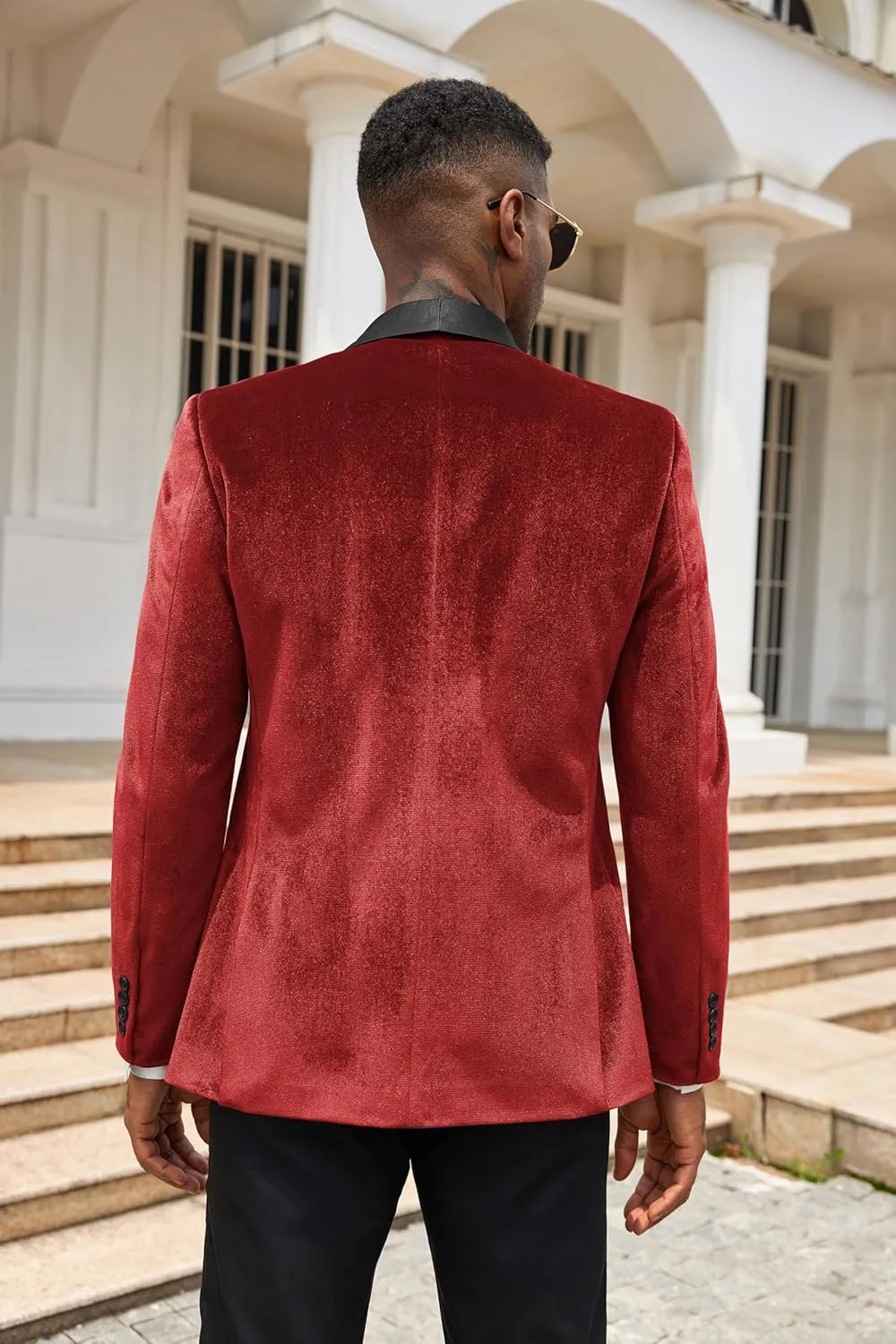 COOFANDY Men's Velvet Tuxedo One Button Jacket Dinner Prom Wedding Blazer Jacket