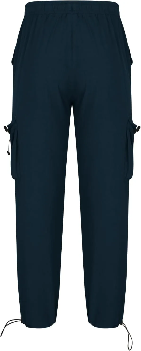 Cotton Linen Cargo Pants for Men Elastic Waist Sports Trousers Lounge Loose Joggers Sweatpants Pockets Athletic Pants